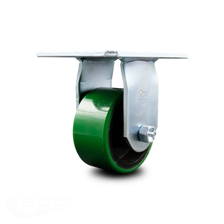 Service Caster 4 Inch Heavy Duty Green Poly on Cast Iron Rigid Caster with Ball Bearing SCC SCC-35R420-PUB-GB